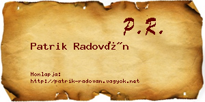 Patrik Radován névjegykártya